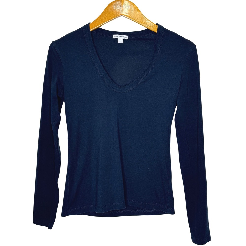 Standard James Perse V-Neck Long Sleeve Tee Womens Size 1โ Navy